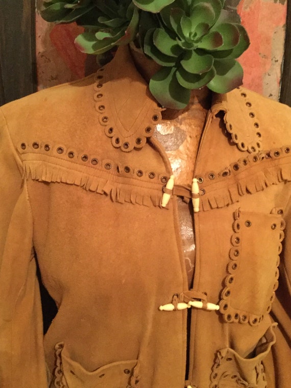 Vintage fringed leather jacket, unique details, co