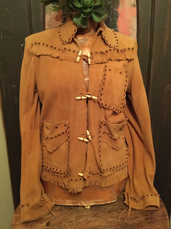 Vintage fringed leather jacket, unique details, co