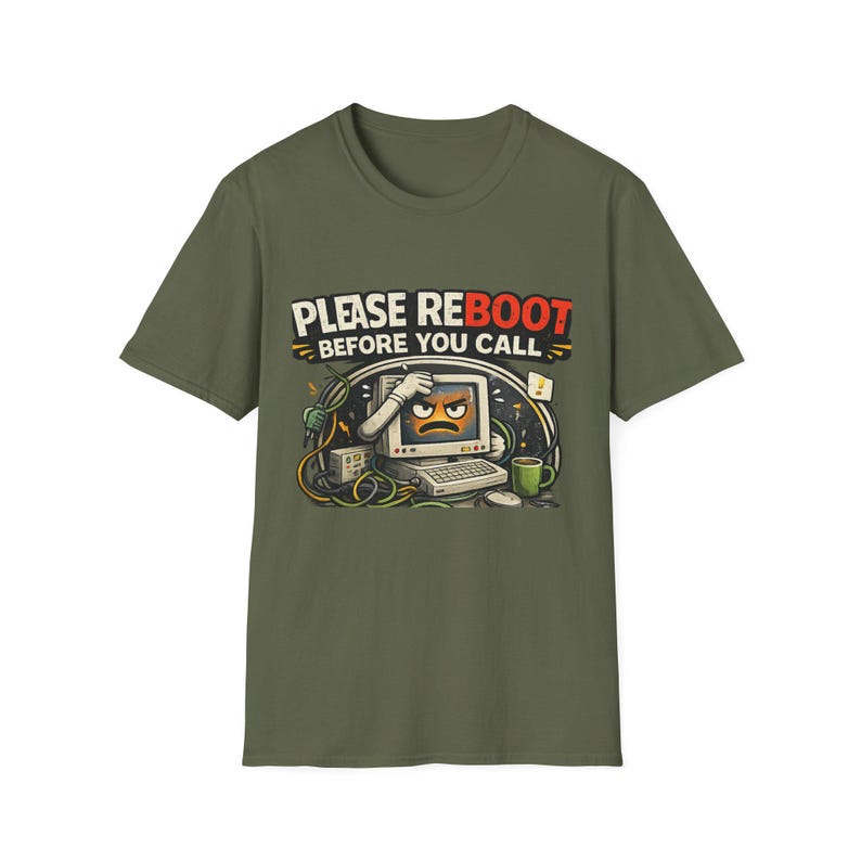 Please Reboot Before You Call Shirt, Funny IT Support Tee, Help Desk Gift, Tech Support Humor T-Shirt for Sysadmins & IT Professionals image 2