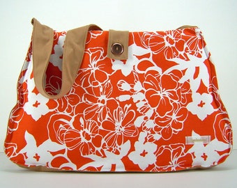 Bag Shoulder Bag "Caramel Flowers No4" Bag Orange Shoulder Bag Flowers Handle Bag Carrying Bag Sale