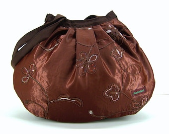 Bags Handbag Bag "Satin with tendrils on brown No3" Bag Handle bag Shoulder bag Carrying bag Bag Shopping bag Sale