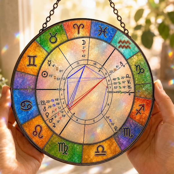 Custom Birth Chart Suncatcher, Personalized Zodiac Window Hanging, Natal Chart Gift, Astrology Star Map, Unique Celestial Keepsake