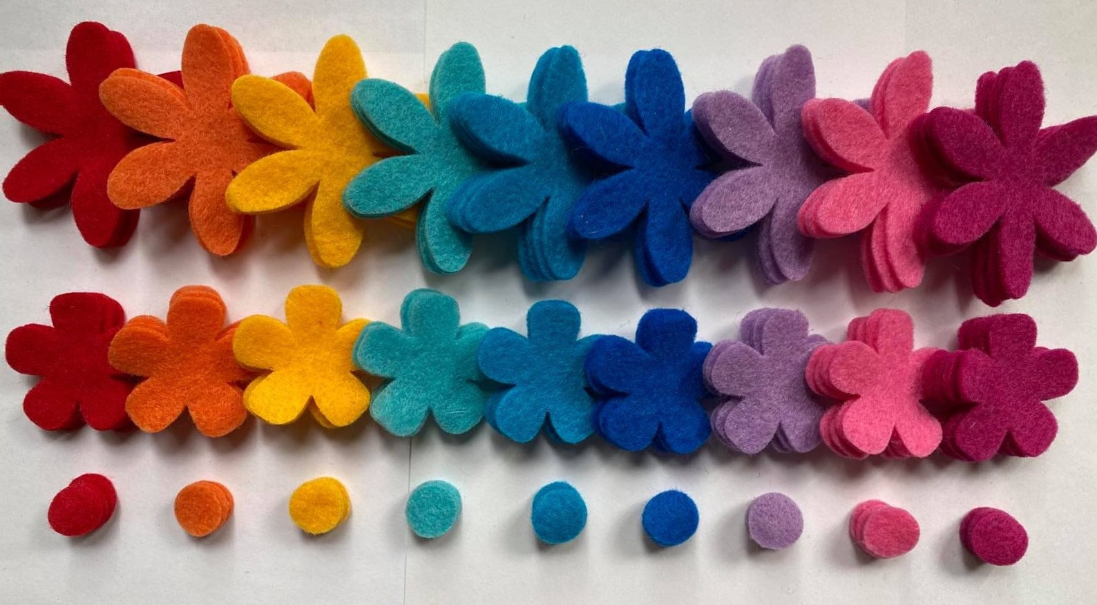 162 Die Cut Felt Flower Pieces Summer Colors Spring Colors Etsy