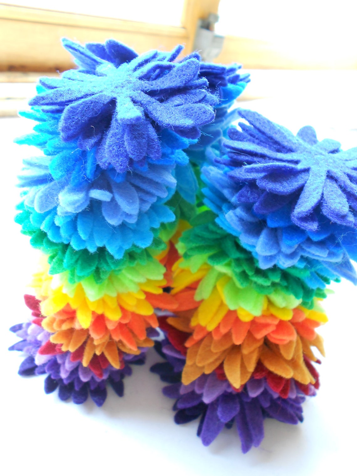 168 felt flower die cut pieces rainbow spring 14 colors 4 Etsy