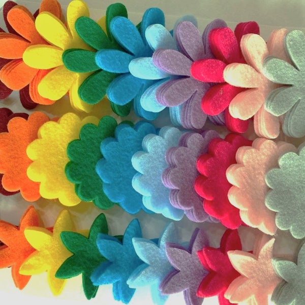 120 piece spring and summer bright modern colors big felt flower die cut pieces felt crafts back to school crafting home school