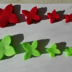 64 piezas Conjunto de flor de pascua de fieltro artesanía de fieltro troquelado flores de Navidad fieltro imán de flores suministros de regreso a la escuela