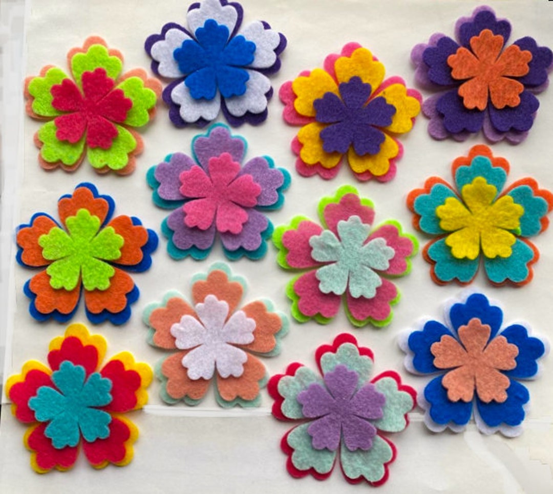 144 Flower Petals Die Cut Felt Flowers Diecut Flowers Spring Etsy