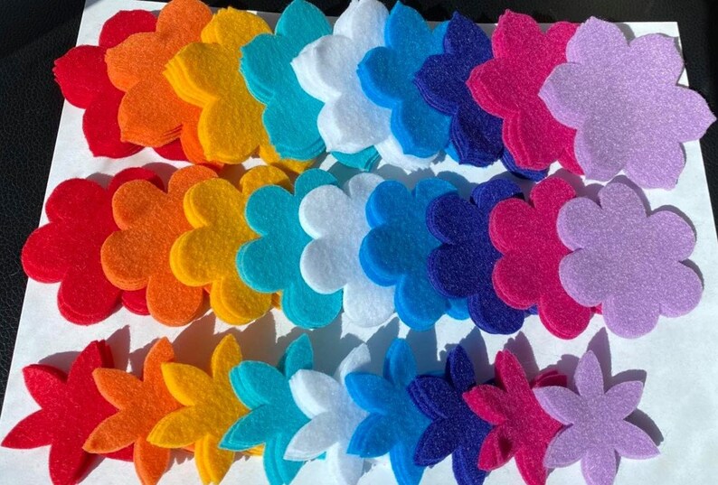 180 Pieces Die Cut Felt Flower Felt Flowers Modern Colors Etsy