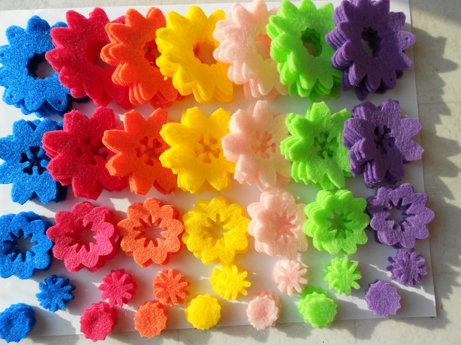 175 felt flower die cut pieces felt crafts summer colors teal Etsy