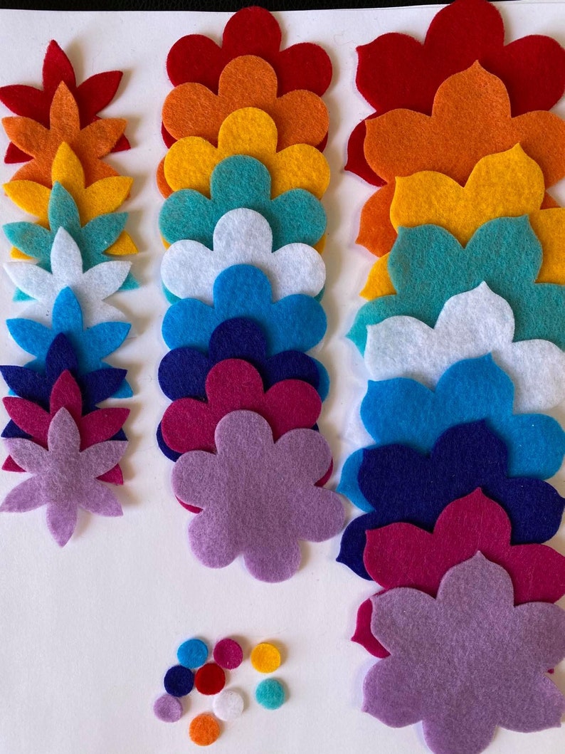 180 Pieces Die Cut Felt Flower Felt Flowers Modern Colors Etsy