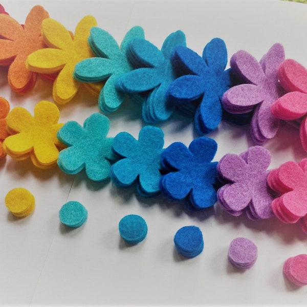 162 die cut felt flower pieces summer colors spring colors spring summer back to school - 6 of each piece shown