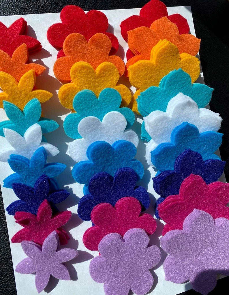 180 Pieces Die Cut Felt Flower Felt Flowers Modern Colors Etsy