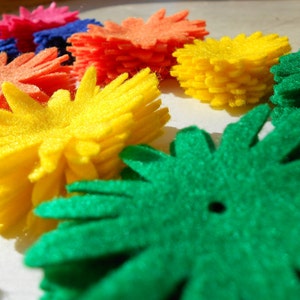 120 pieces-8 of each piece. Felt flower die cut pieces felt crafts back to school hot pink, navy, orange, yellow, bright green spring image 3