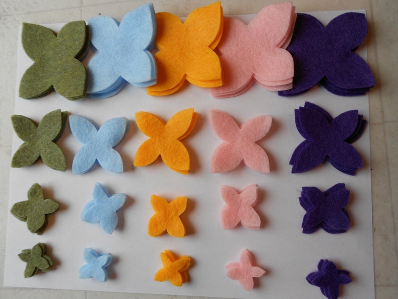 light pink purple 80 pieces spring muted colors die cut felt flower pieces mossy green light blue yellow