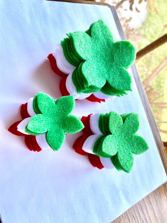 72 Felt Flower Pieces Christmas Colors Red Green White Felt 72 Felt Flower Pieces Christmas Colors Red Green White Felt