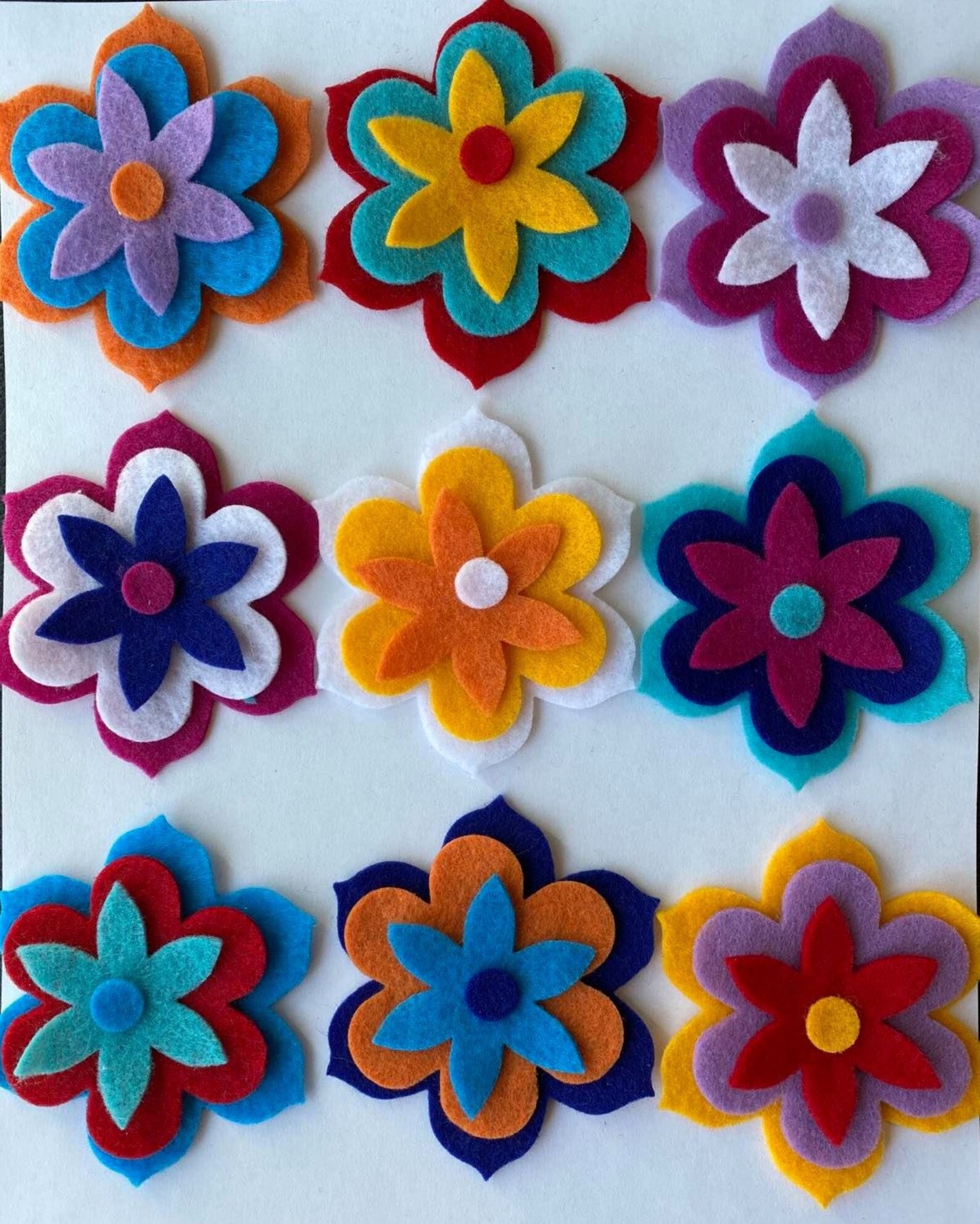 180 Pieces Die Cut Felt Flower Felt Flowers Modern Colors Etsy