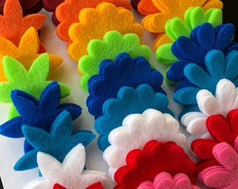 120 Stück Frühling und Sommer hell modern mcm skandinavische Farben Filz Blume gestanztes Filz Basteln Bastelarbeit Klassenzimmer homeschool