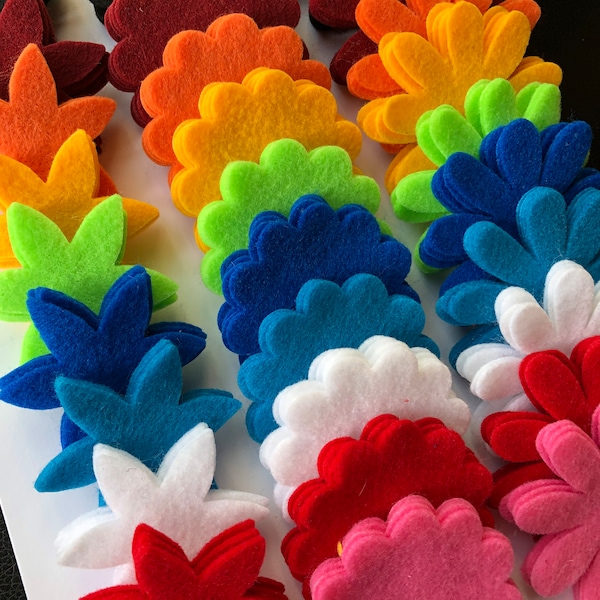 120 piece spring and summer bright modern mcm Scandinavian colors felt flower die cut felt crafts back to school craft