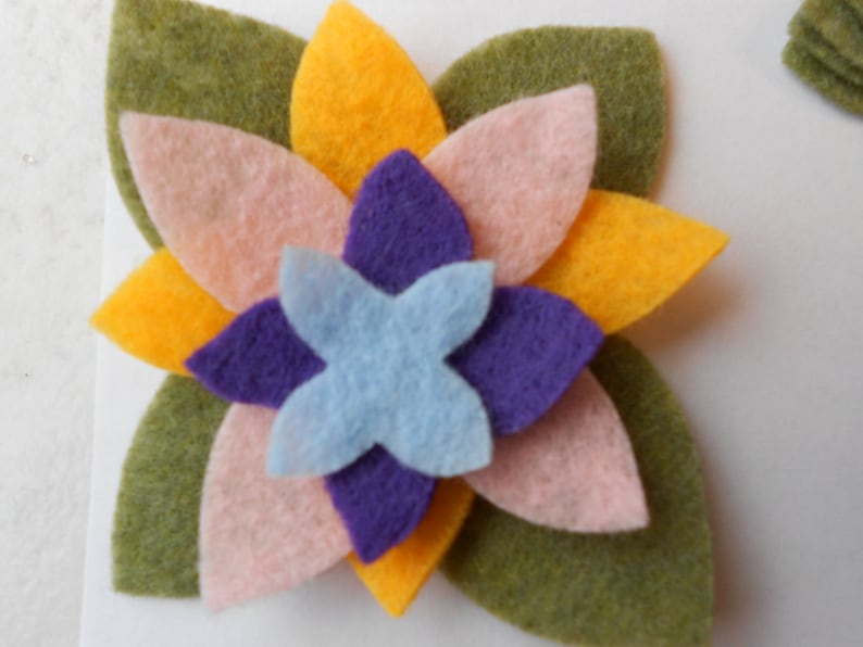 light pink purple 80 pieces spring muted colors die cut felt flower pieces mossy green light blue yellow