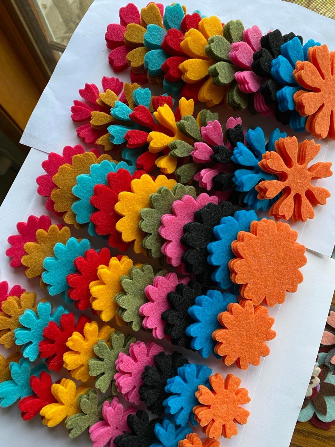240 Felt Flowers in Mod Colors Bold Colors Boho Colors Die Cut Felt Flowers Cut Out Etsy