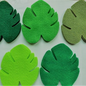 25 palm leaves in 5 shades of green, precut felt palm felt palm leaves felt palm fronds felt monstera felt palm monstera back to school