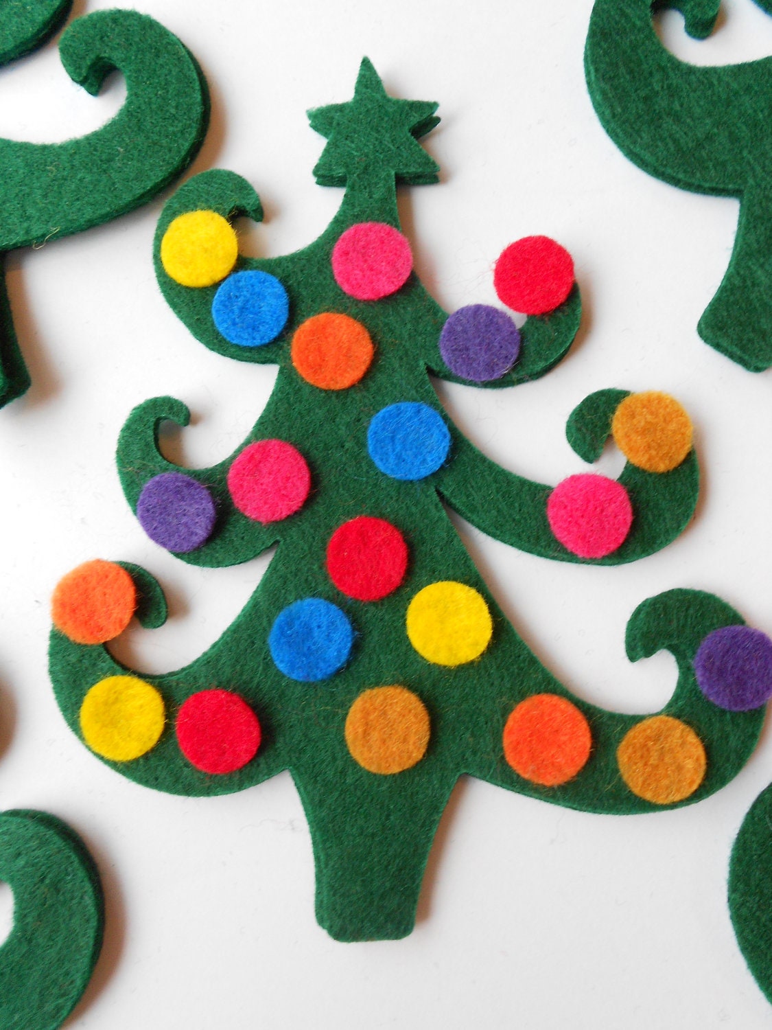 10 Green Die Cut Felt Cut Out Christmas Tree Christmas