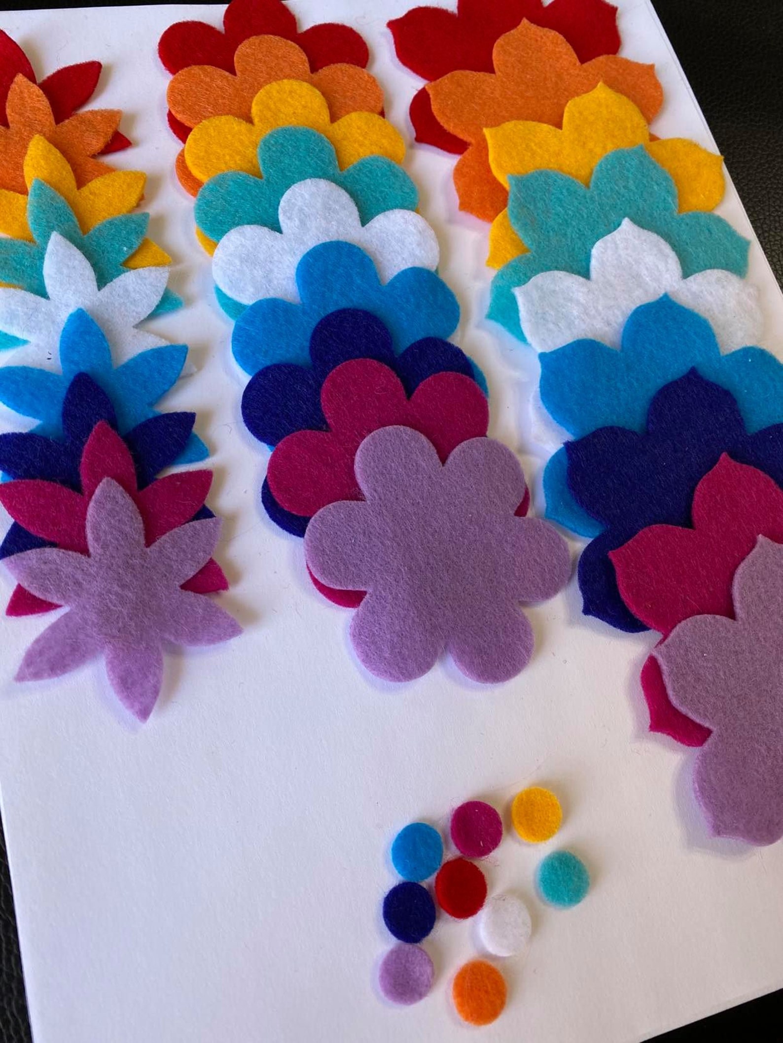 180 Pieces Die Cut Felt Flower Felt Flowers Modern Colors Etsy