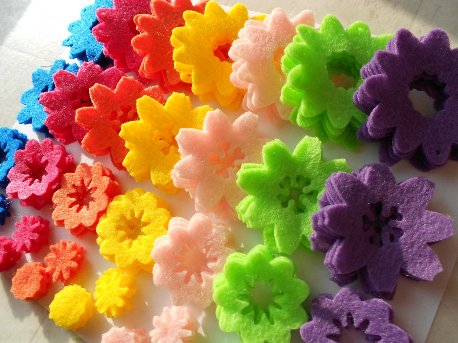 175 felt flower die cut pieces felt crafts summer colors teal Etsy