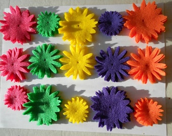 60 Stück-Filz Blumenstücke gestanzt diy Projekte Filz Basteln - Frühling Sommer Schulanfang Farben rosa grün gelb lila orange