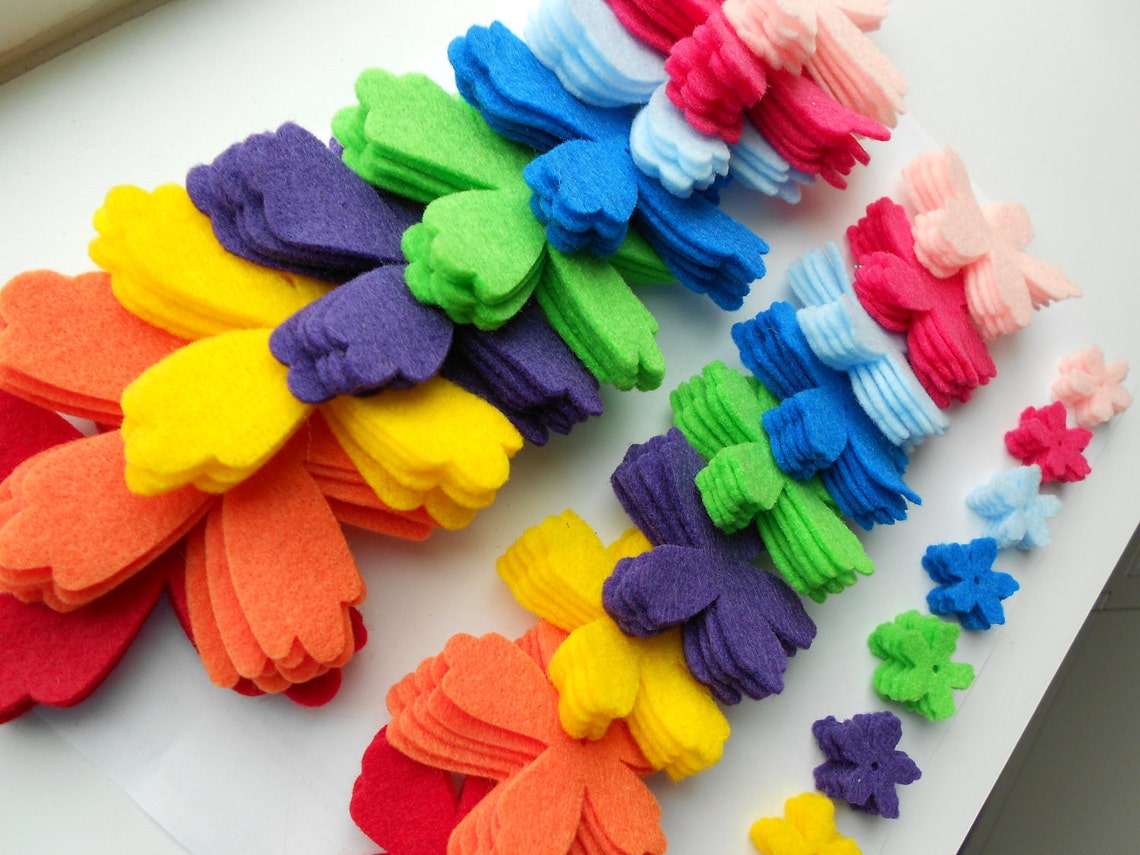 135 Die Cut Felt Flower Pieces 9 Colors 3 Sizes 5 of Each. Etsy