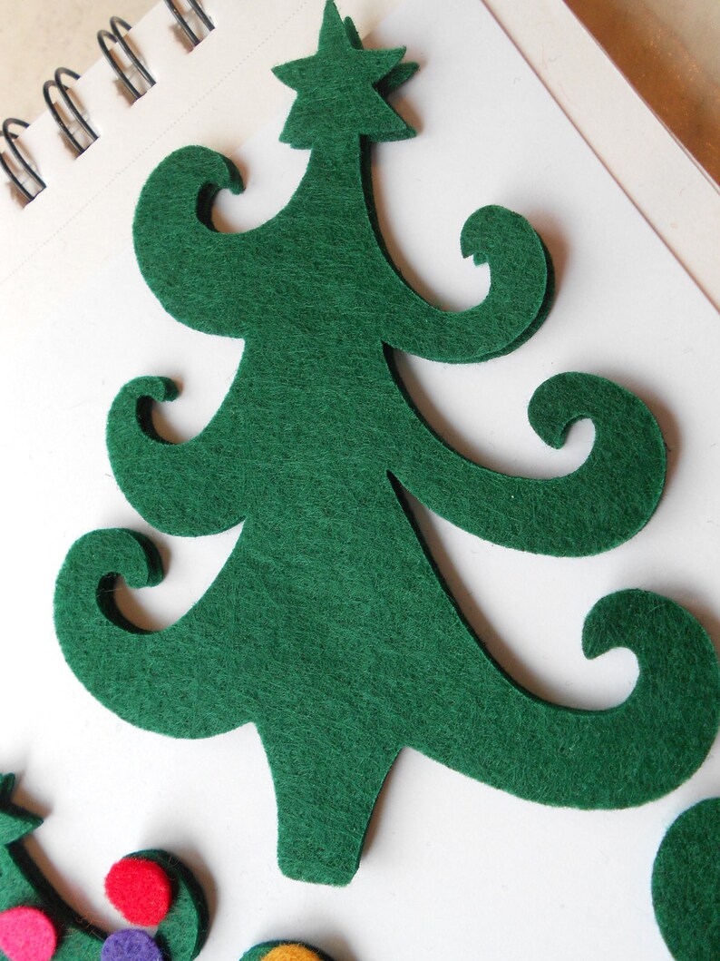 10 green die cut felt cut out christmas tree christmas trees | Etsy