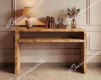 Console Table with Burl Wood Style for Entryway, Sofa Table Behind Couch