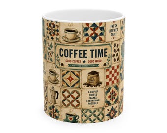 Kaffedags Vintage Kakelmugg | Retro Kaffeskyltar Keramisk Mugg