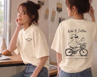 Retro Mug Works T-shirt | Tryck fram och bak | Ride and Coffee Duck