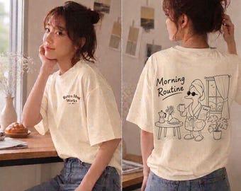 Retro Mug Works T-shirt | Tryck fram och bak | Morning Routing Duck
