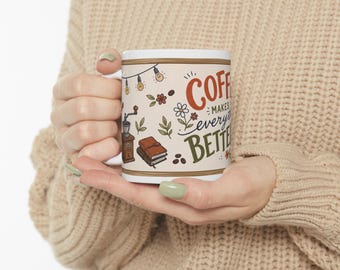 Kaffe gör allt bättre mugg | Keramisk kaffekopp, 315 ml