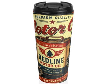 Redline Motor Oil Retro Label Resemugg | Vintage biltermos
