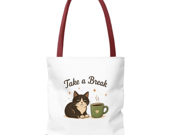 Morgonkaffe illustration tygväska | Söt kattkaffe design tygväska