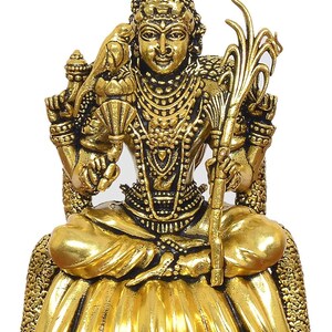 Statua in ottone Raja Rajeshwari – Tripura Sundari Lalita Devi idolo seduto per il tempio di casa, Pooja e decorazioni spirituali
