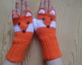 Crochet Fox Gloves PDF Pattern, instant dowland fox gloves,  Fingerless Gloves Pattern, Mittens Pattern, Crochet Fox Gloves Pattern