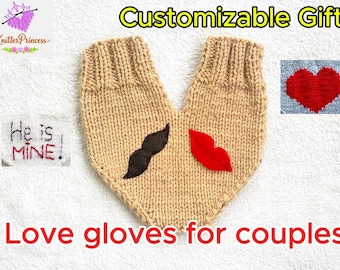 Couples Mitten, Knitted Smitten Glove, Valentine's Gift