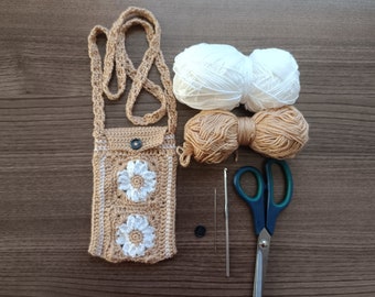 Crochet Phone Bag PDF Pattern, Mini Crossbody Bag
