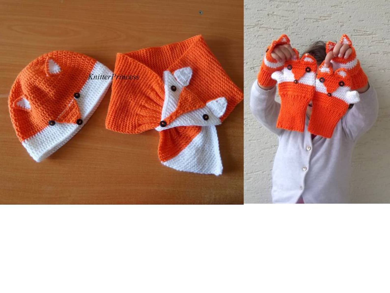 Fox Scarf Children and Adult Size Fox Knitting Scarf Kids Etsy