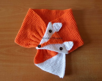 Fox scarf, children and adult size, fox, knitting scarf, kids fox scarf, neckwarmer, gift for kids, christmas gift, for kids, kids collar