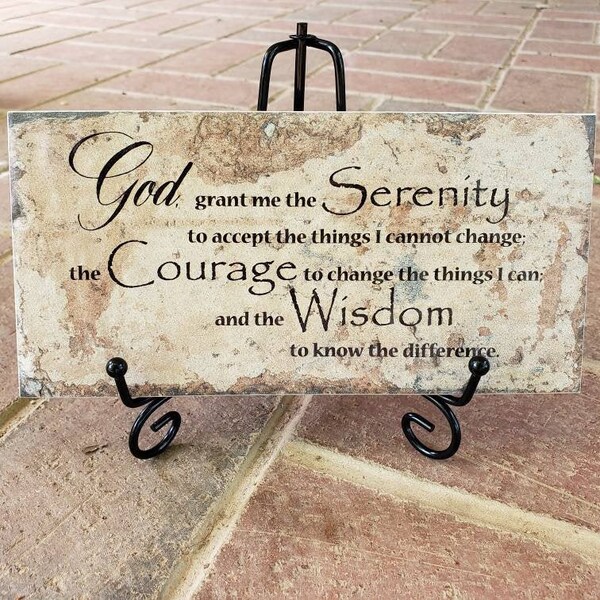 Custom Thin Brick Plaque - Serenity Prayer God grant me wisdom Christian Wedding Date Personalized Gift Art Anniversary Song love quote home