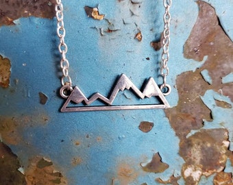 Faith Can Move Silver Mountain Charm Necklace mountains Jewelry for country western rodeo girl great gift for her farm girl present God Pray