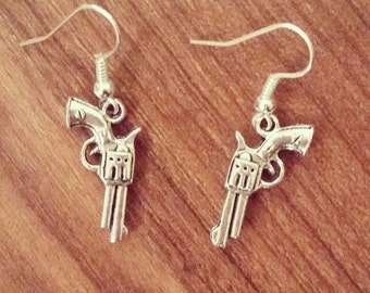 Pistol Gun Earrings Jewelry for Country Southern Farm Shooting Girl Woman