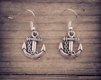 Silver Plated Anchor chain charm Earrings Jewelry