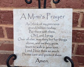 6x6 Thin Tile Plaque A Mimi's Prayer grandma nana gigi Grammy mom Gift Custom Personalized Present Tile Art Mother in law gift Christian gam