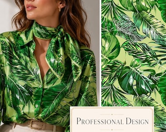 Stoffdruck mit tropischem Blättermuster | Botanisches Dschungeldesign mit Palmen und Monstera (Digitaler Download)